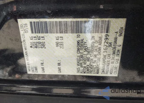 2017 Nissan Maxima 3.5 Sl z USA, uszkodzony, nr VIN 1N4AA6AP0HC367299